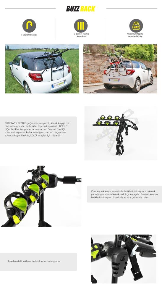 Porte-vélo de toit Buzz Rack Beetle 3 vélos