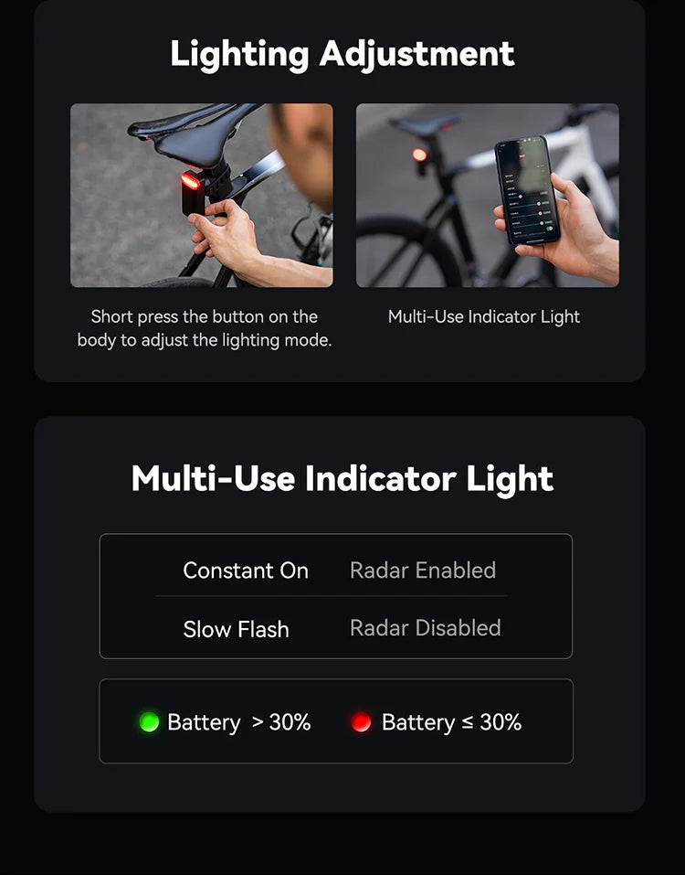 Cycplus L7 Bisiklet Radarı Işıklı RDR-100 - Görsel 12
