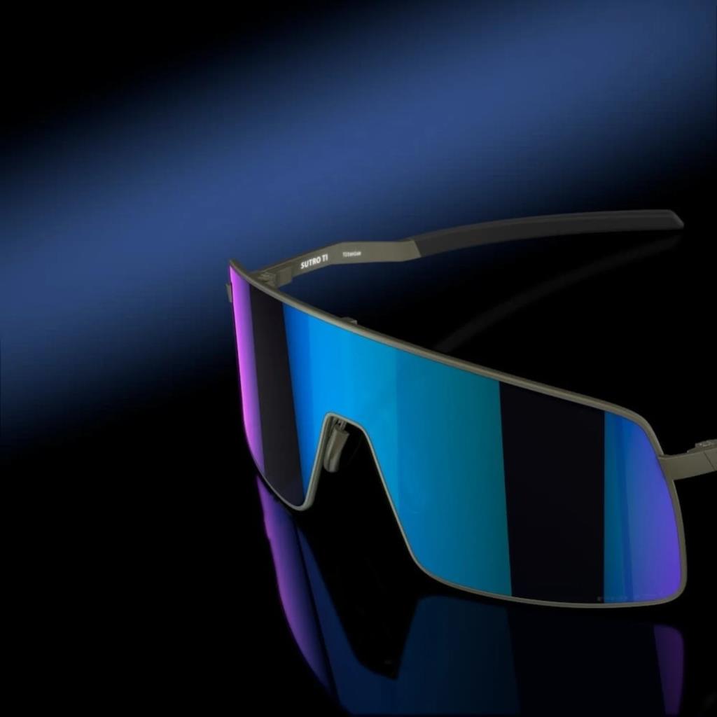 Oakley Sutro TI Cycling Sunglasses Satin Lead Prizm Sapphire