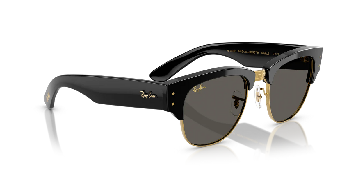 Ray-Ban Mega ClubMaster ASAP Rocky Özel Koleksiyon Güneş Gözlüğü 0RB0316S Black On Gold Dark Grey 53 Ekartman 6826J5