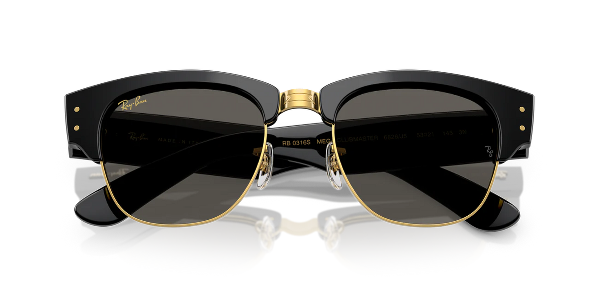 Ray-Ban Mega ClubMaster ASAP Rocky Özel Koleksiyon Güneş Gözlüğü 0RB0316S Black On Gold Dark Grey 53 Ekartman 6826J5