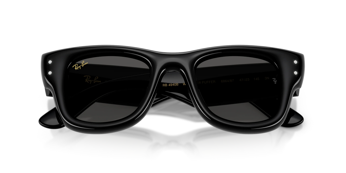 Ray-Ban Wayfarer Puffer A$AP ROCKY Özel Seri Güneş Gözlüğü RB4940 686487 Black With Strass Dark Grey 47 Ekartman