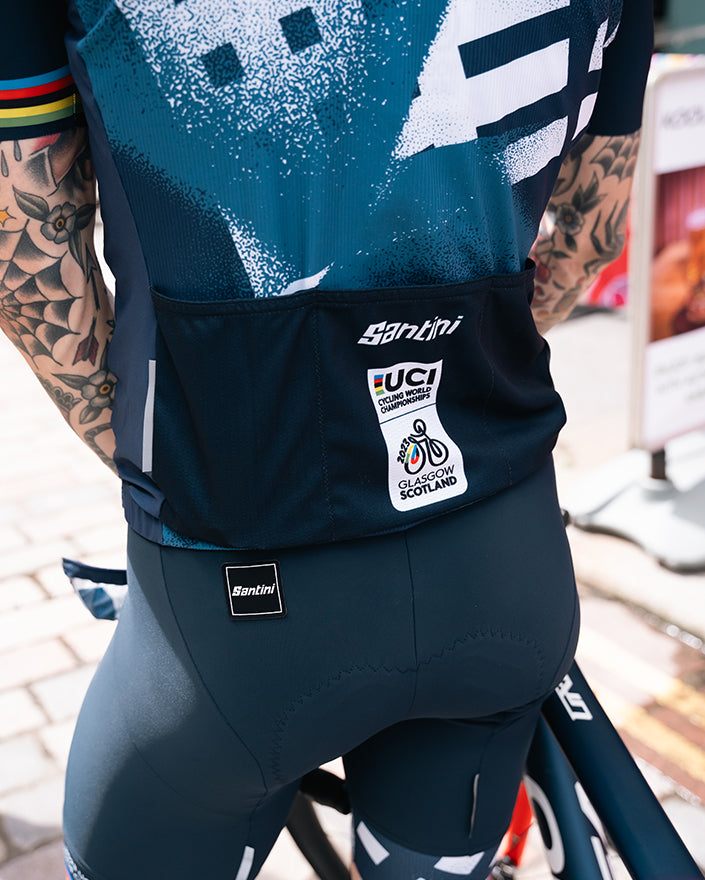 Santini UCI Cycling World Championship Askılı Bisiklet Taytı RE1075GITCITY3WCG Blu Nautica