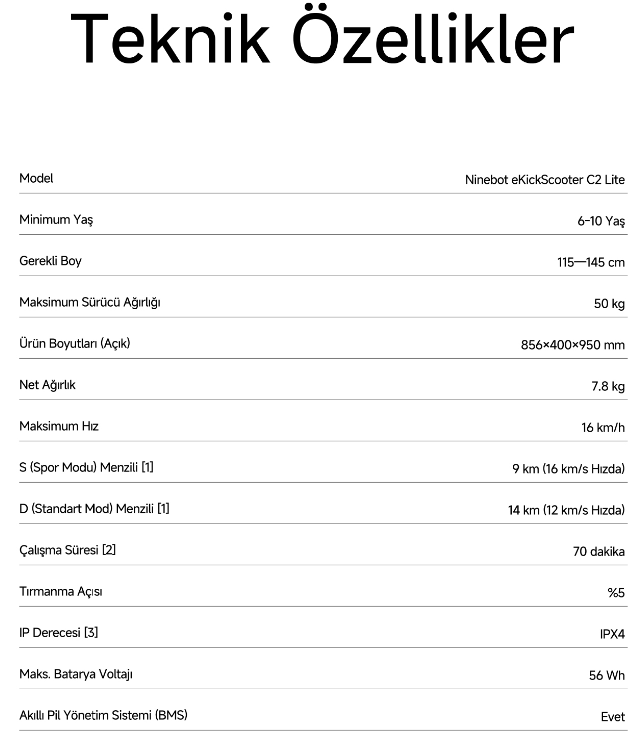 Segway Ninebot C2 LITE Elektrikli Çocuk Scooter