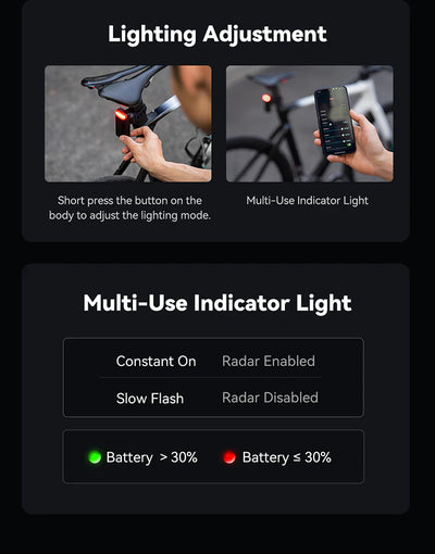 Cycplus L7 Bisiklet Radarı Işıklı RDR-100 - Görsel 12
