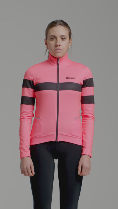 Maillot thermique de vélo Santini Coral Bengal pour femme 2W216175CORALBENG