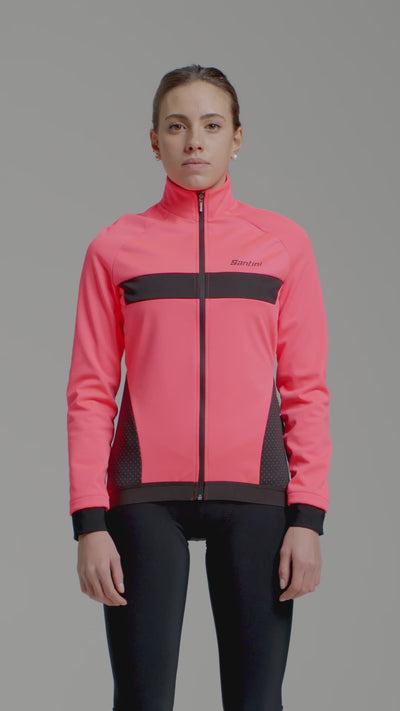 Santini CORAL BENGAL Polartec Kadın Kışlık Bisiklet Ceketi 2W51775CORALBENG Siyah