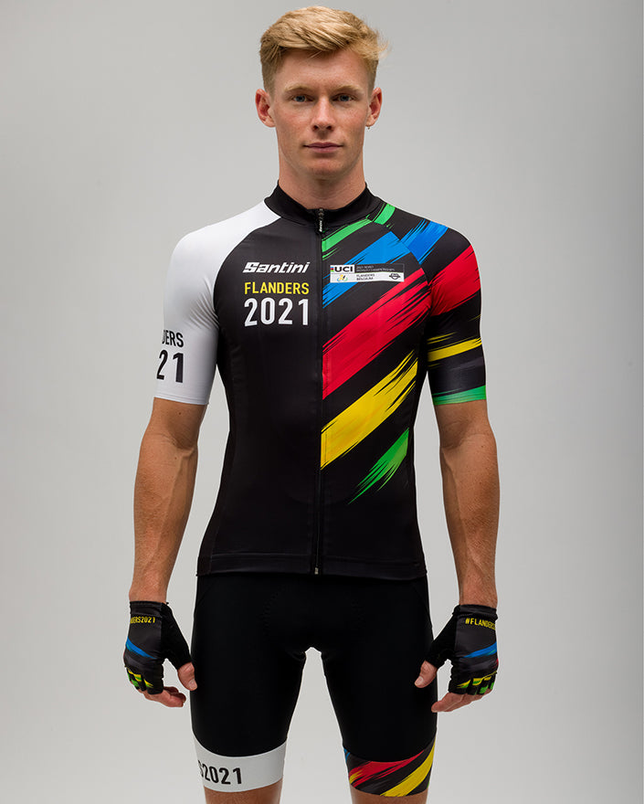 Santini UCI FLANDERS 2021 Özel Seri Erkek Askılı Bisiklet Taytı EC1075GITSPLA - Görsel 4