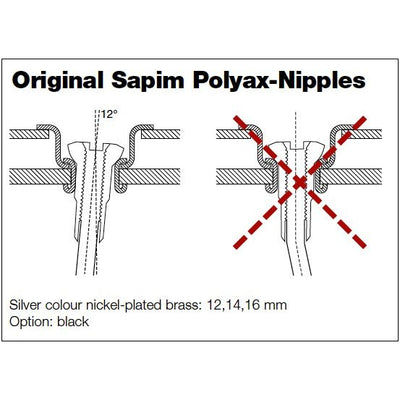 Sapim Polyax Brass Square Double Secure Lock Jant Teli Başlığı 16mm Siyah - Görsel 4