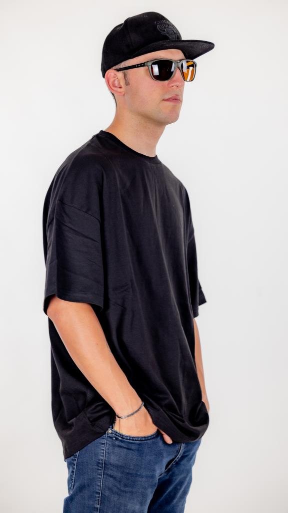 Siyah Pyke Oversize Tişört - Görsel 2