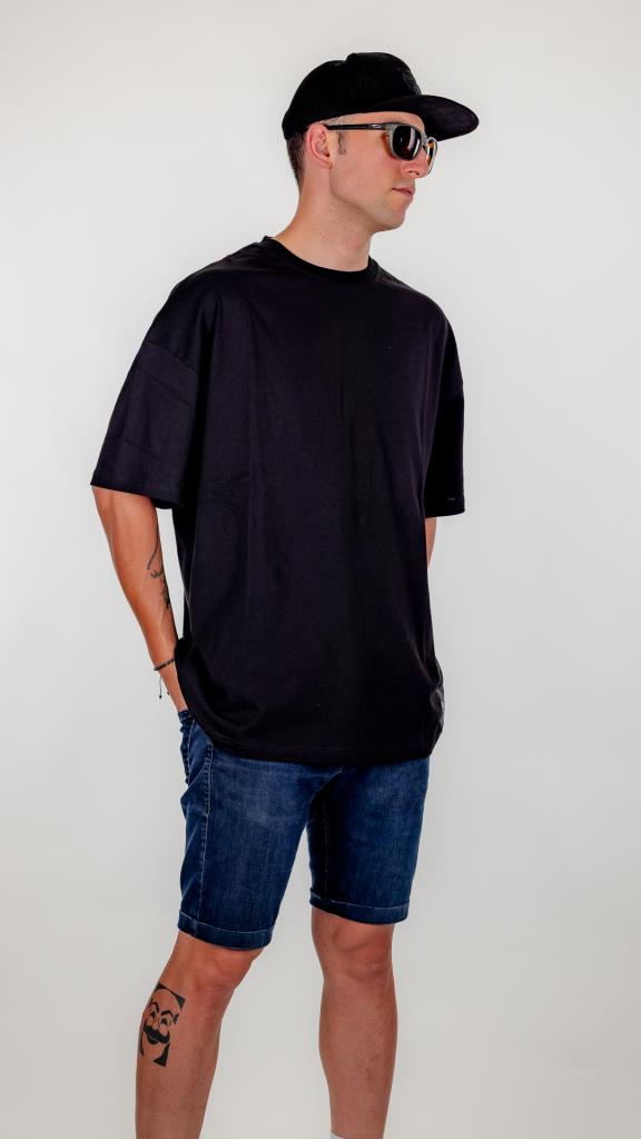 Siyah Pyke Oversize Tişört - Görsel 3