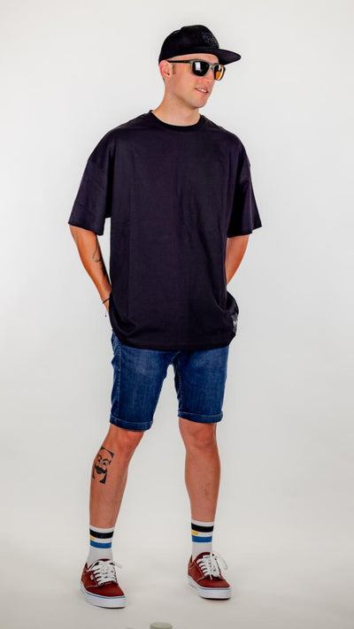 Siyah Pyke Oversize Tişört - Görsel 4