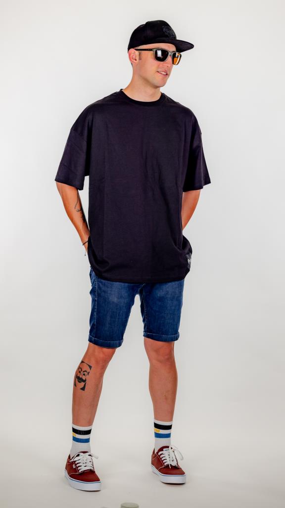 Siyah Pyke Oversize Tişört - Görsel 4