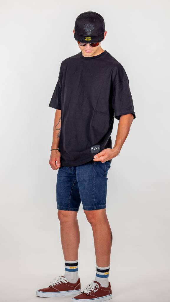 Siyah Pyke Oversize Tişört - Görsel 7