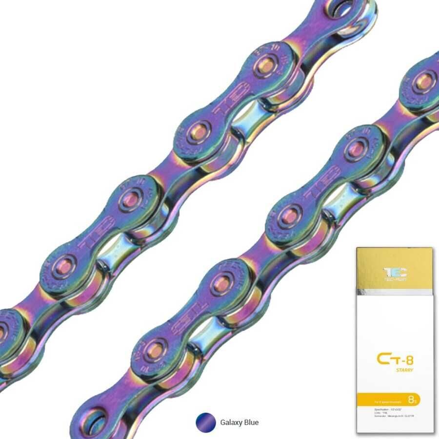 TEC CT-8 7-8 Vites Uyumlu Zincir Galaxy Blue 1/2''x3/32'' 116 Link KMCCT8BLUE